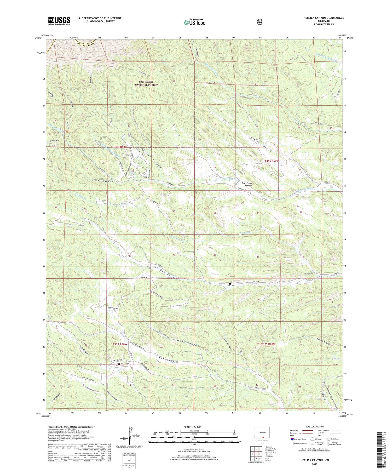 Herlick Canyon Colorado US Topo Map Image