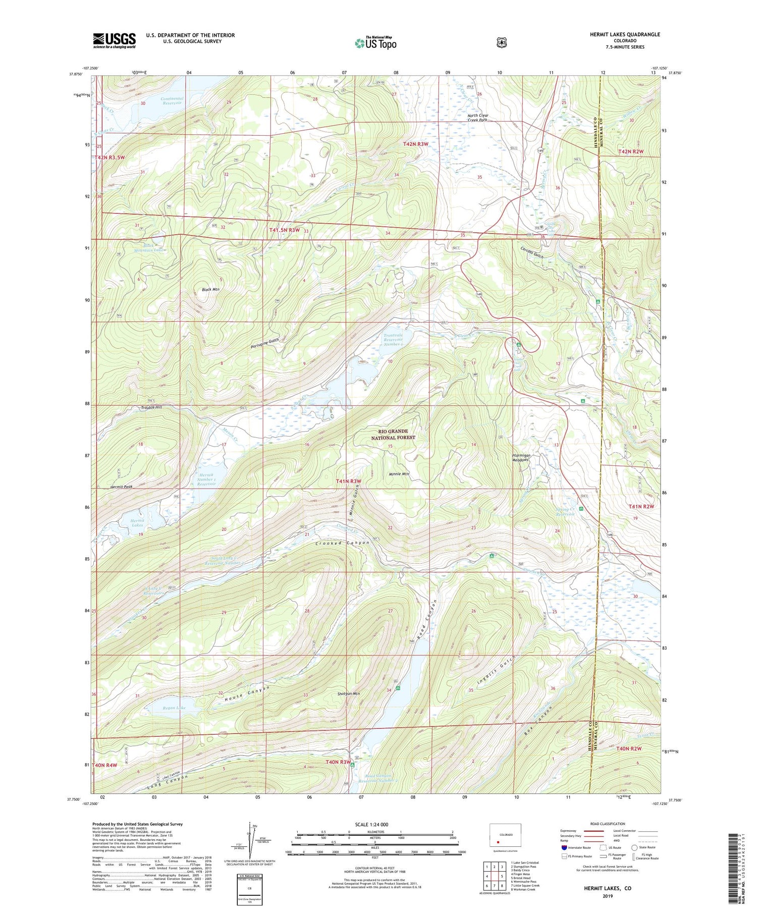 Hermit Lakes Colorado US Topo Map Image
