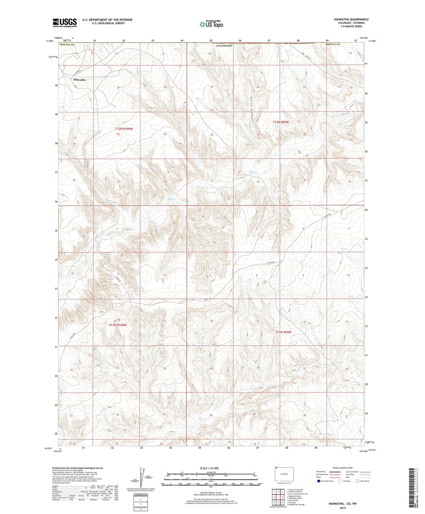 Hiawatha Colorado US Topo Map Image
