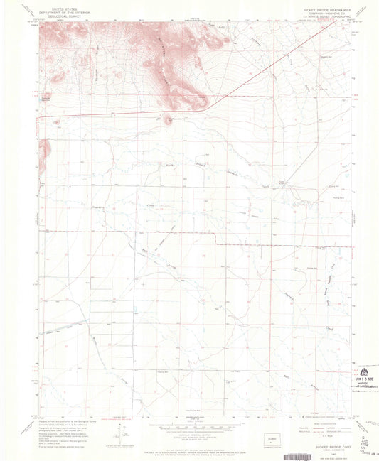 Classic USGS Hickey Bridge Colorado 7.5'x7.5' Topo Map Image