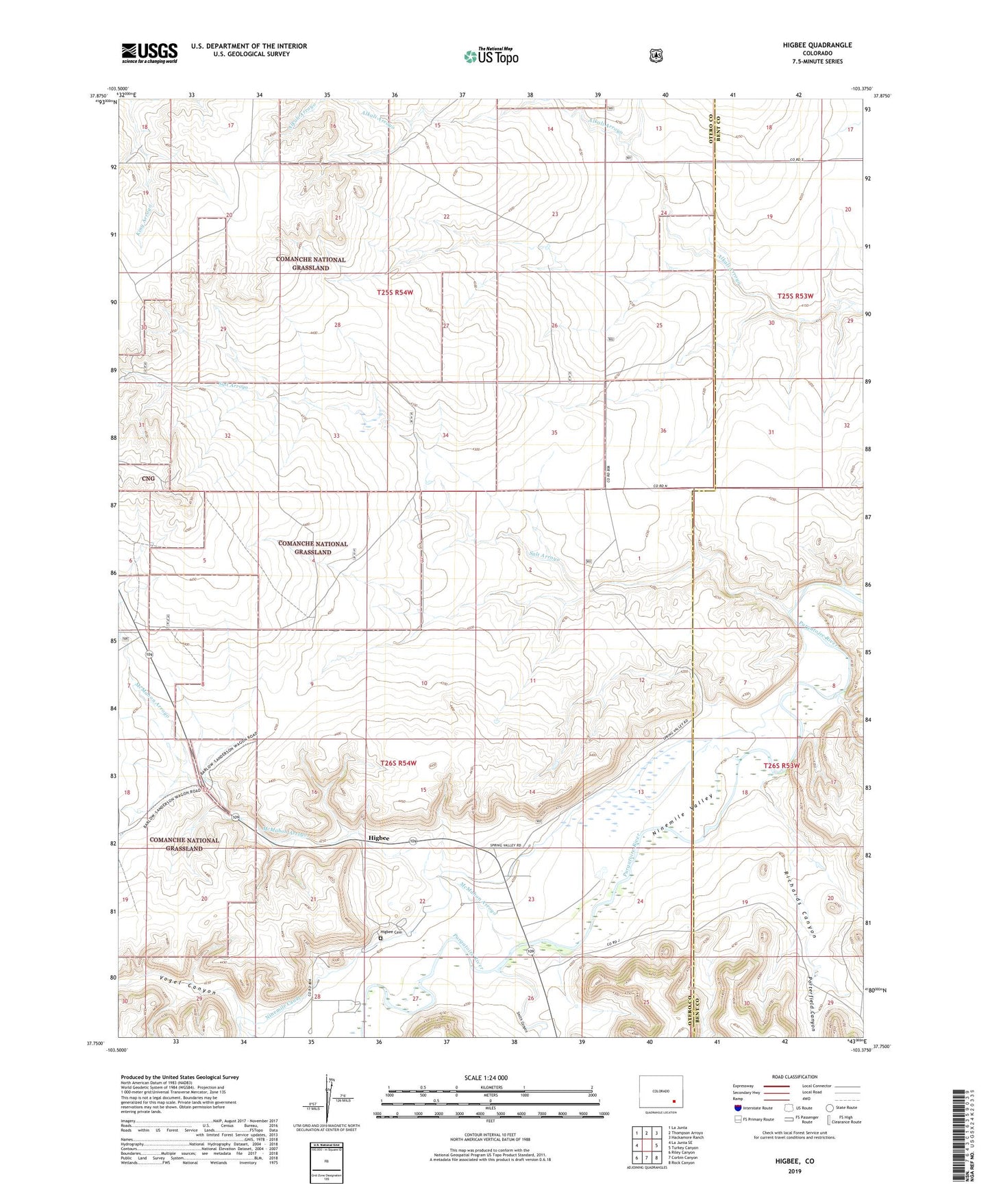 Higbee Colorado US Topo Map Image