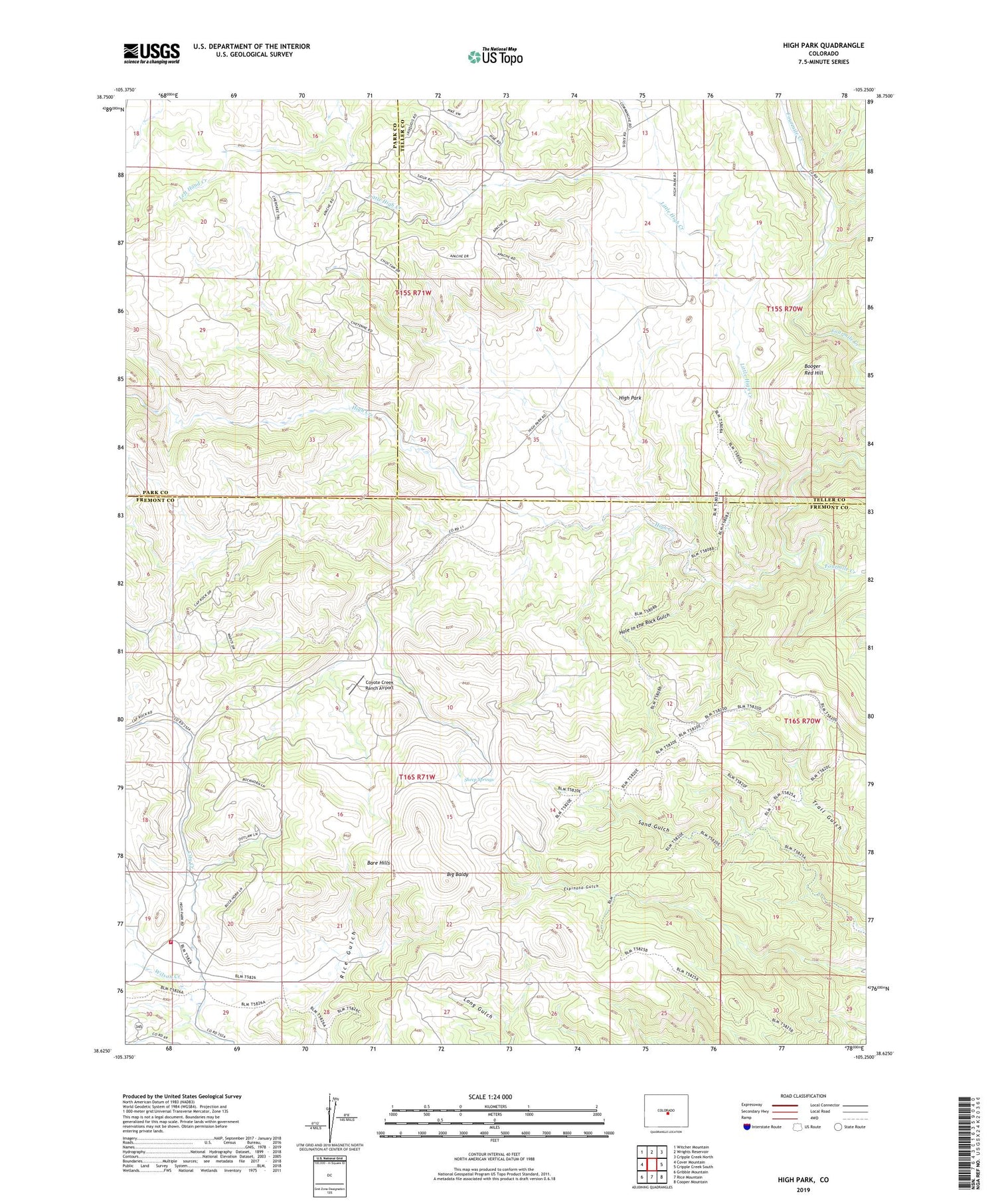 High Park Colorado US Topo Map Image