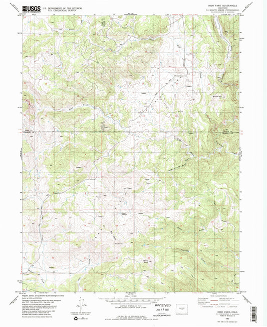 Classic USGS High Park Colorado 7.5'x7.5' Topo Map Image