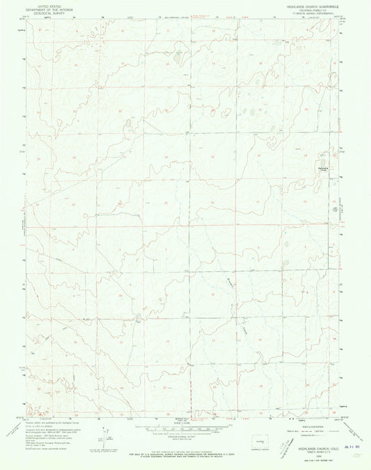 Classic USGS Highlands Church Colorado 7.5'x7.5' Topo Map Image