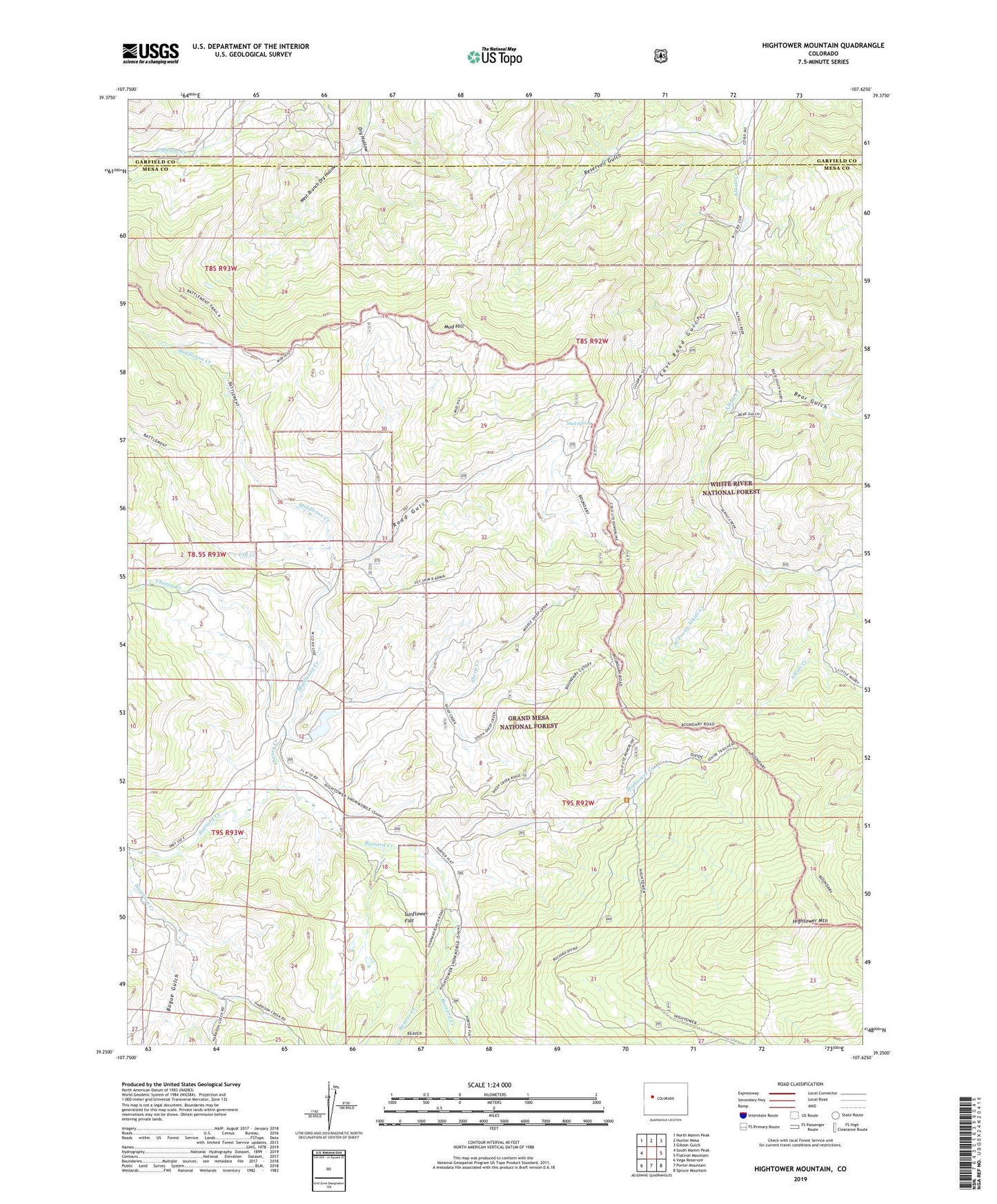 Hightower Mountain Colorado US Topo Map Image