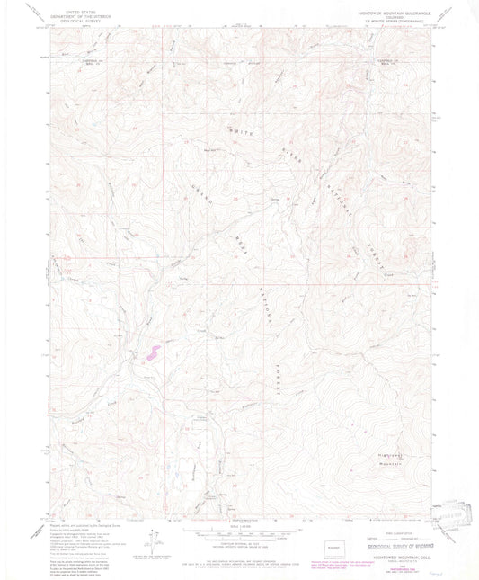 Classic USGS Hightower Mountain Colorado 7.5'x7.5' Topo Map Image