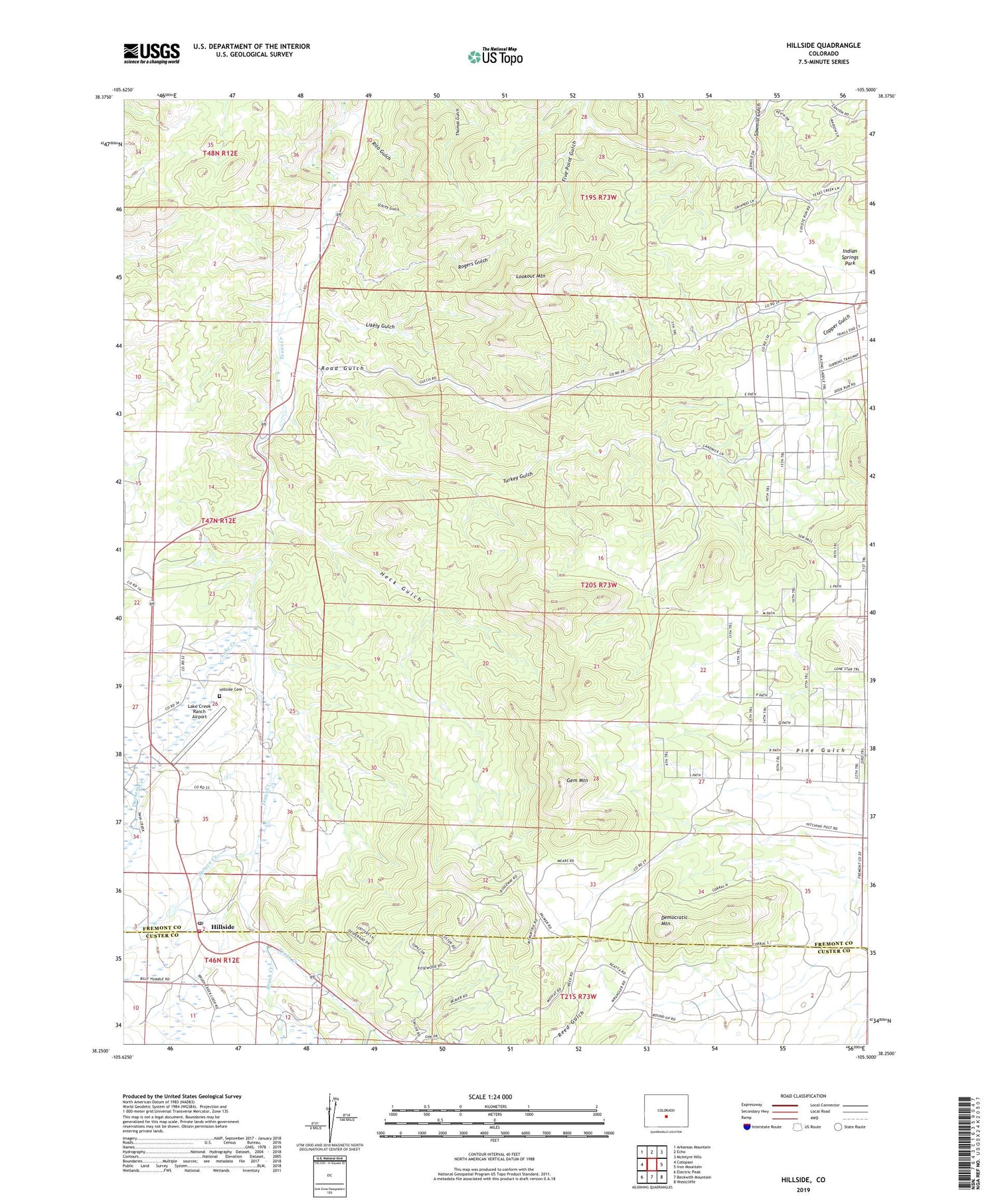 Hillside Colorado US Topo Map Image