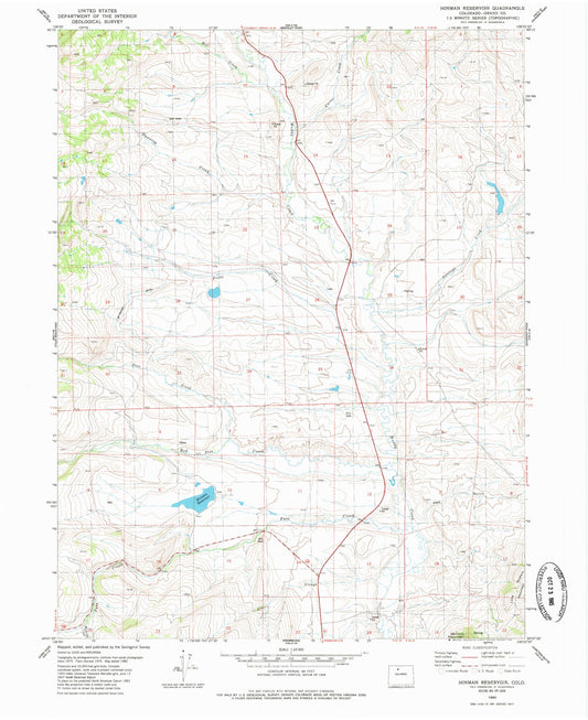 Classic USGS Hinman Reservoir Colorado 7.5'x7.5' Topo Map Image