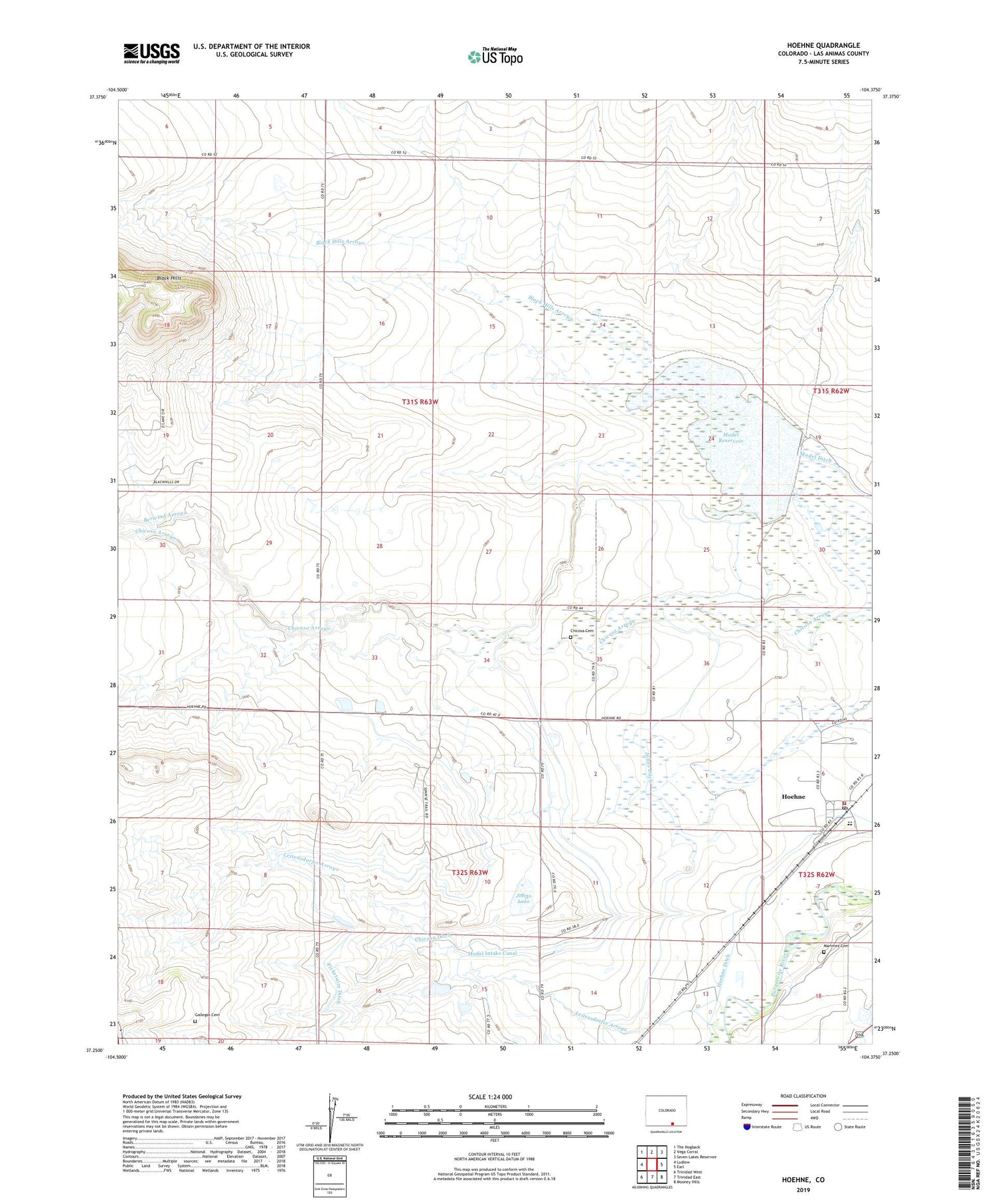 Hoehne Colorado US Topo Map Image