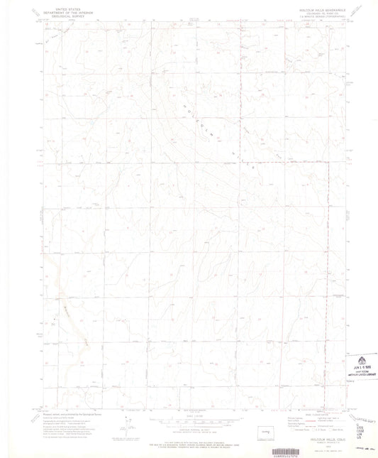 Classic USGS Holcolm Hills Colorado 7.5'x7.5' Topo Map Image