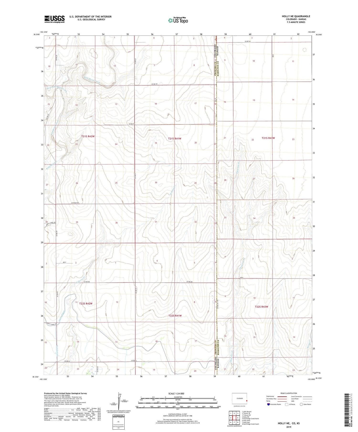 Holly NE Colorado US Topo Map Image