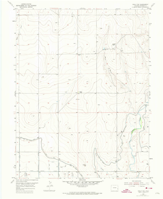 Classic USGS Holly NW Colorado 7.5'x7.5' Topo Map Image