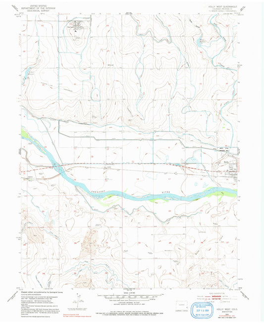 Classic USGS Holly West Colorado 7.5'x7.5' Topo Map Image