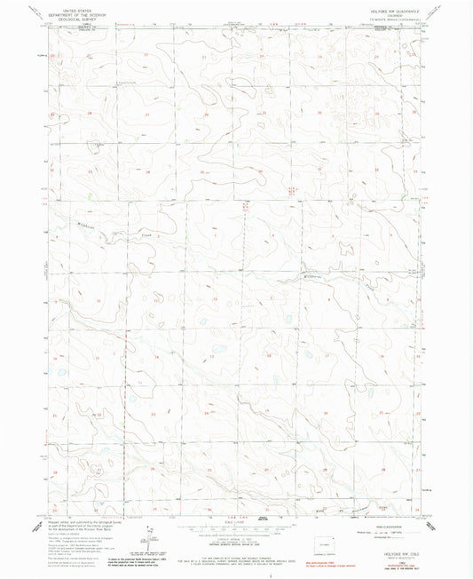 Classic USGS Holyoke NW Colorado 7.5'x7.5' Topo Map Image