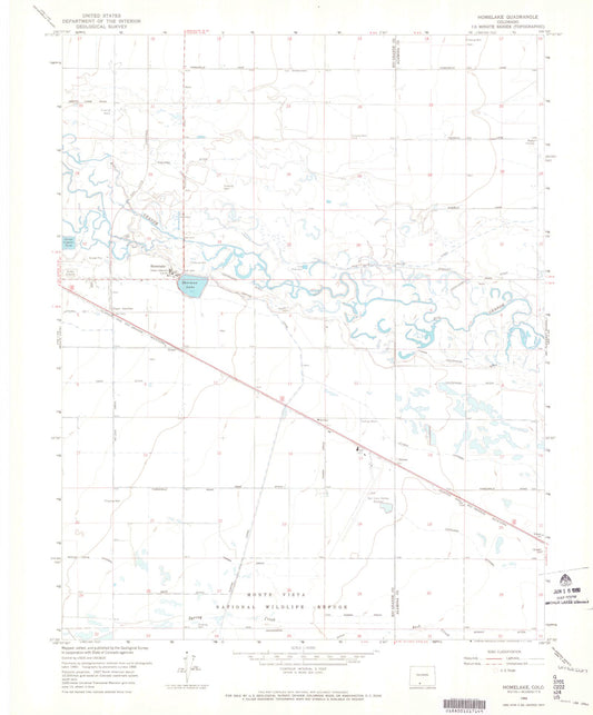 Classic USGS Homelake Colorado 7.5'x7.5' Topo Map Image