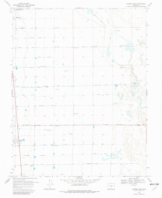 Classic USGS Hooper East Colorado 7.5'x7.5' Topo Map Image