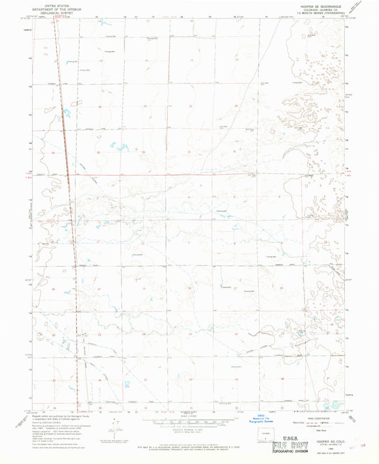 Classic USGS Hooper SE Colorado 7.5'x7.5' Topo Map Image