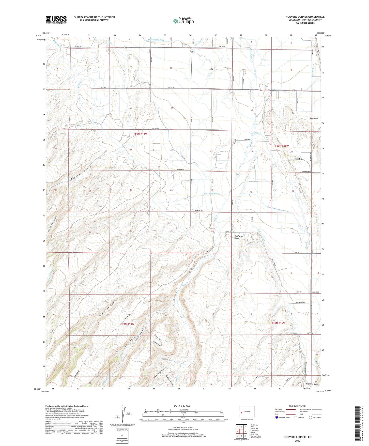 Hoovers Corner Colorado US Topo Map Image
