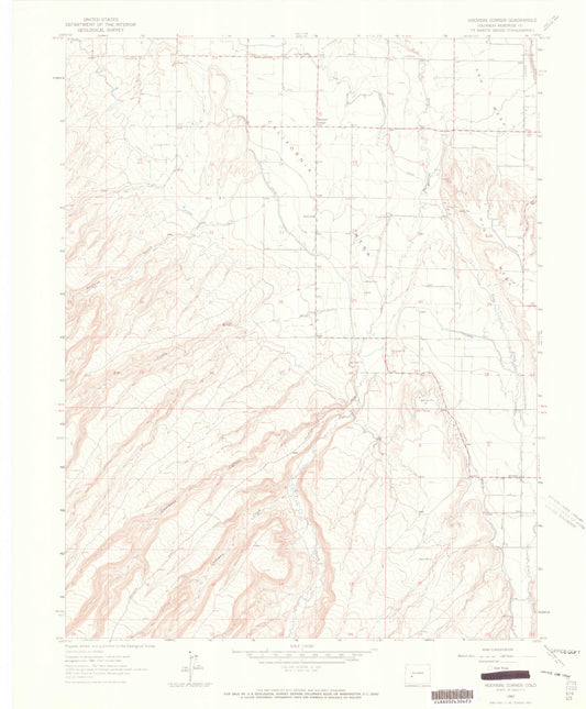 Classic USGS Hoovers Corner Colorado 7.5'x7.5' Topo Map Image
