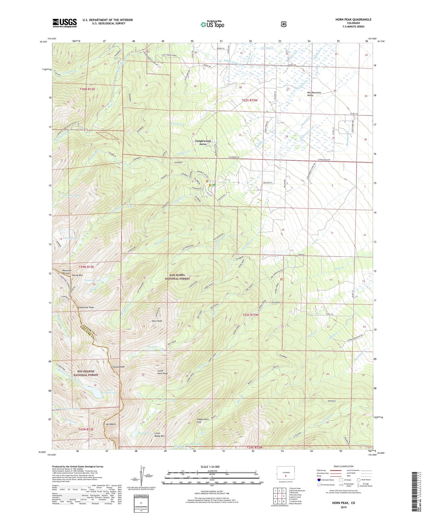 Horn Peak Colorado US Topo Map Image