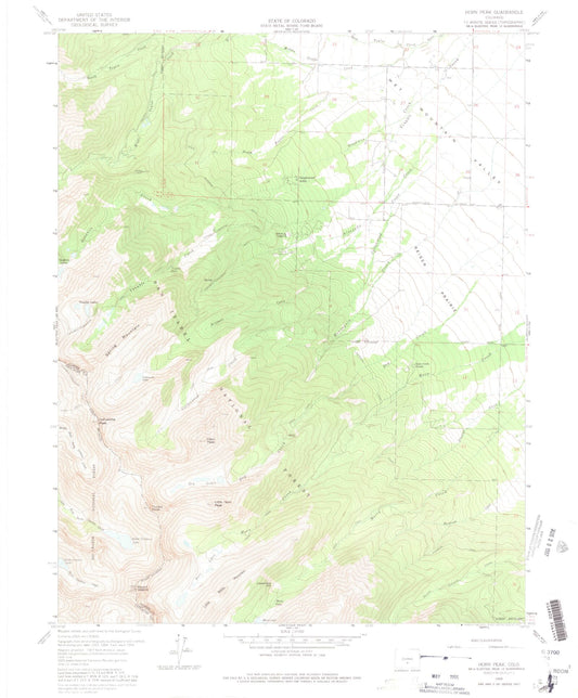 USGS Classic Horn Peak Colorado 7.5'x7.5' Topo Map Image