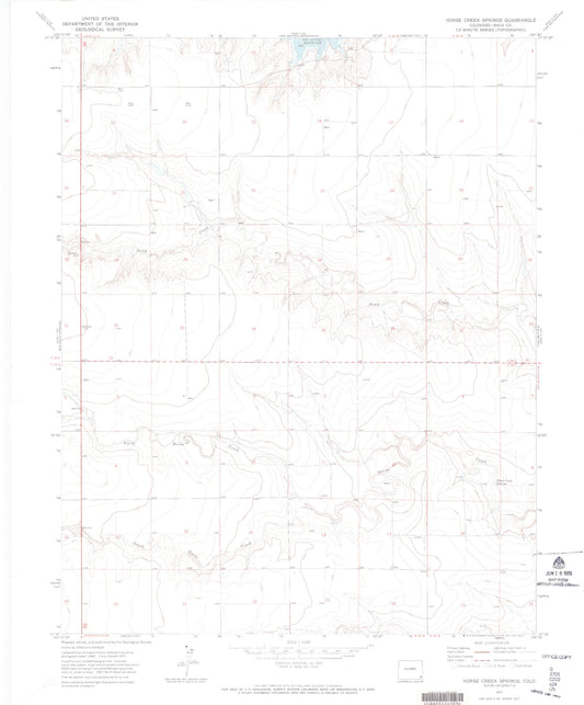Classic USGS Horse Creek Springs Colorado 7.5'x7.5' Topo Map Image