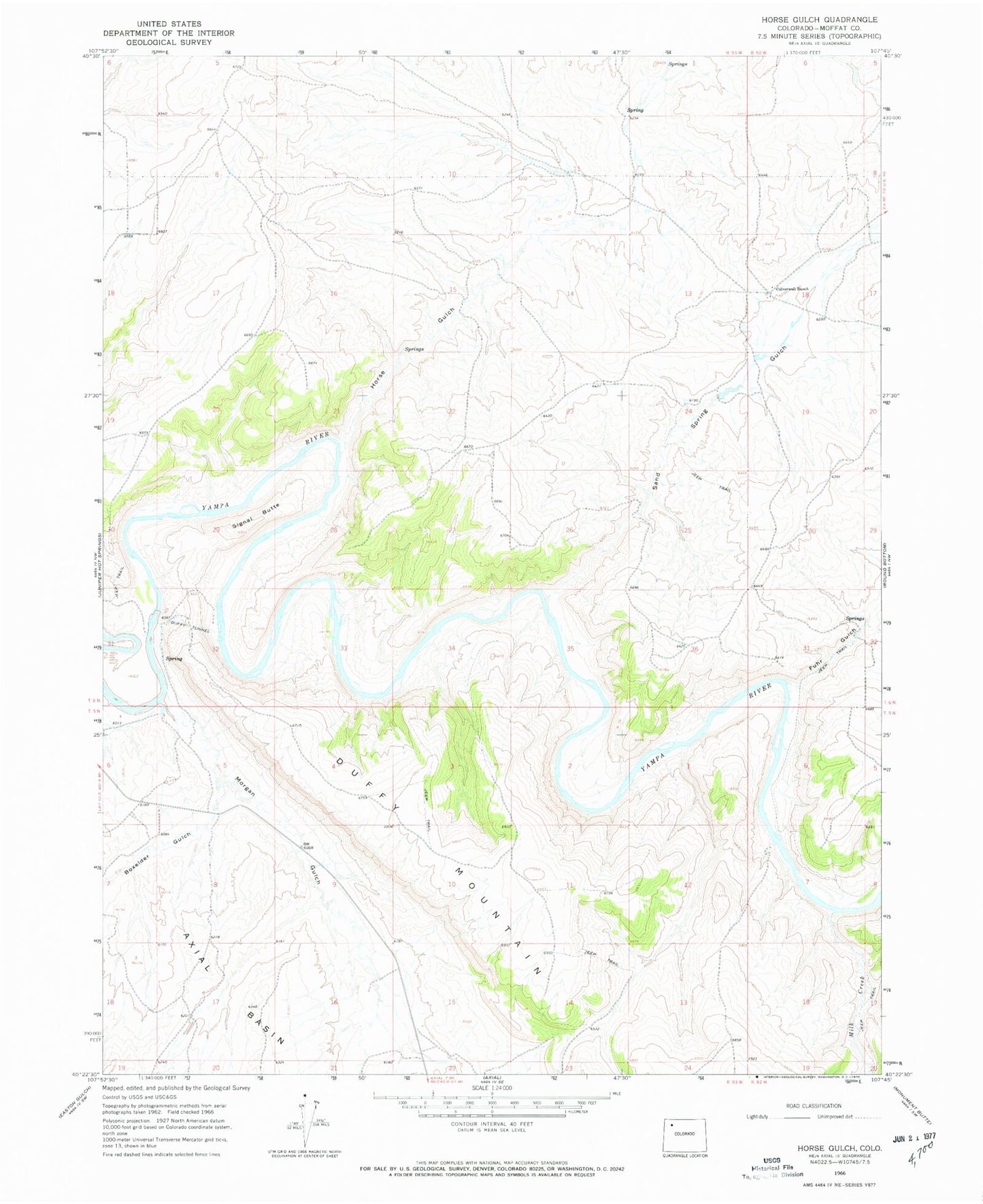 Classic USGS Horse Gulch Colorado 7.5'x7.5' Topo Map Image