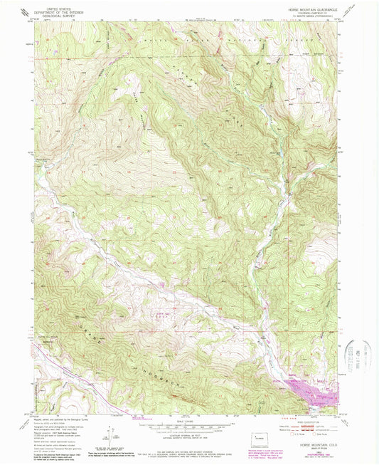 Classic USGS Horse Mountain Colorado 7.5'x7.5' Topo Map Image