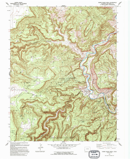 Classic USGS Horse Range Mesa Colorado 7.5'x7.5' Topo Map Image
