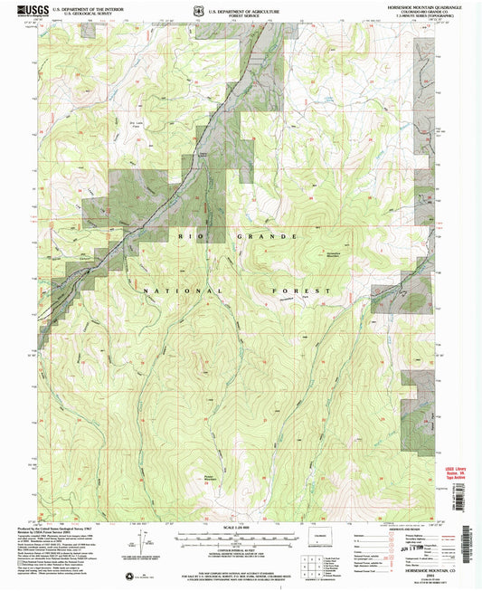 Classic USGS Horseshoe Mountain Colorado 7.5'x7.5' Topo Map Image