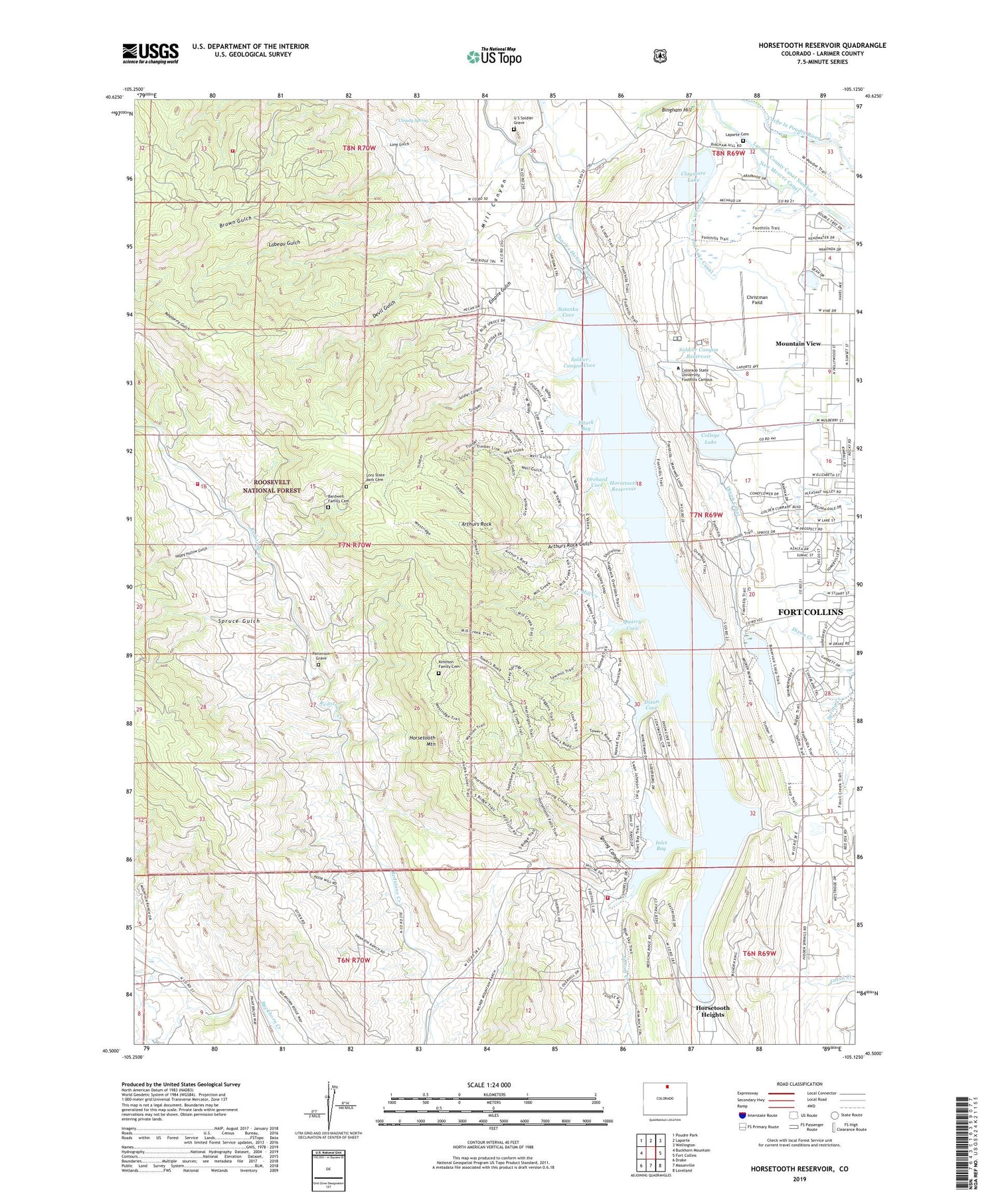 Horsetooth Reservoir Colorado US Topo Map Image