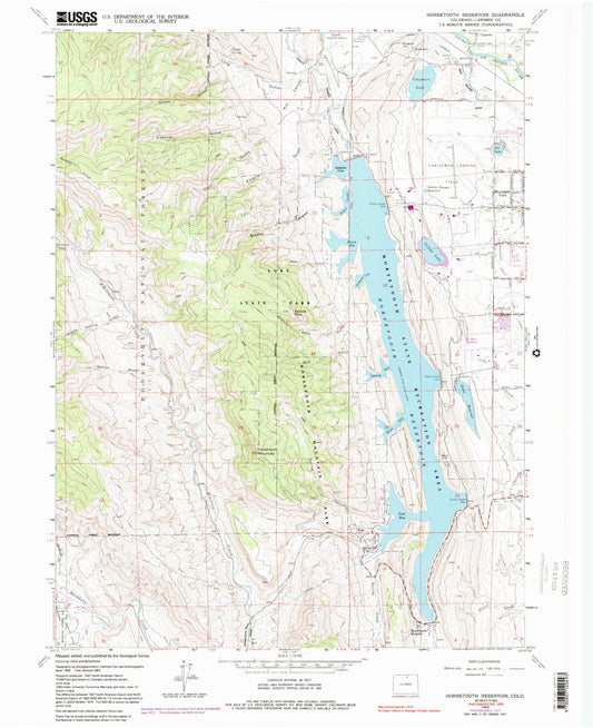 Classic USGS Horsetooth Reservoir Colorado 7.5'x7.5' Topo Map Image