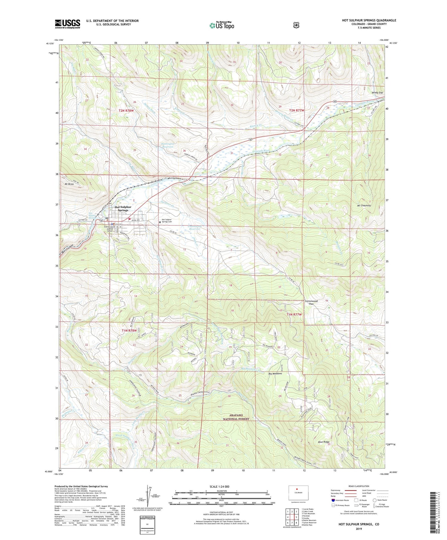 Hot Sulphur Springs Colorado US Topo Map Image
