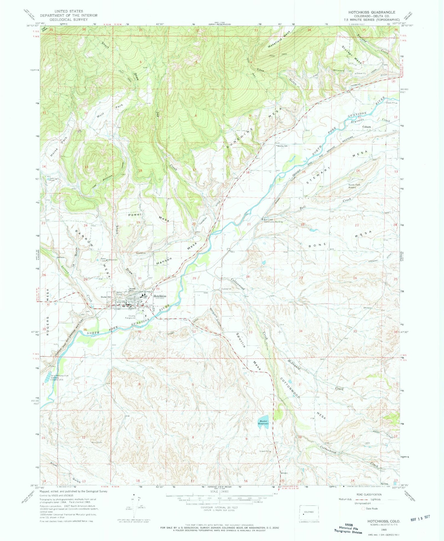Classic USGS Hotchkiss Colorado 7.5'x7.5' Topo Map Image