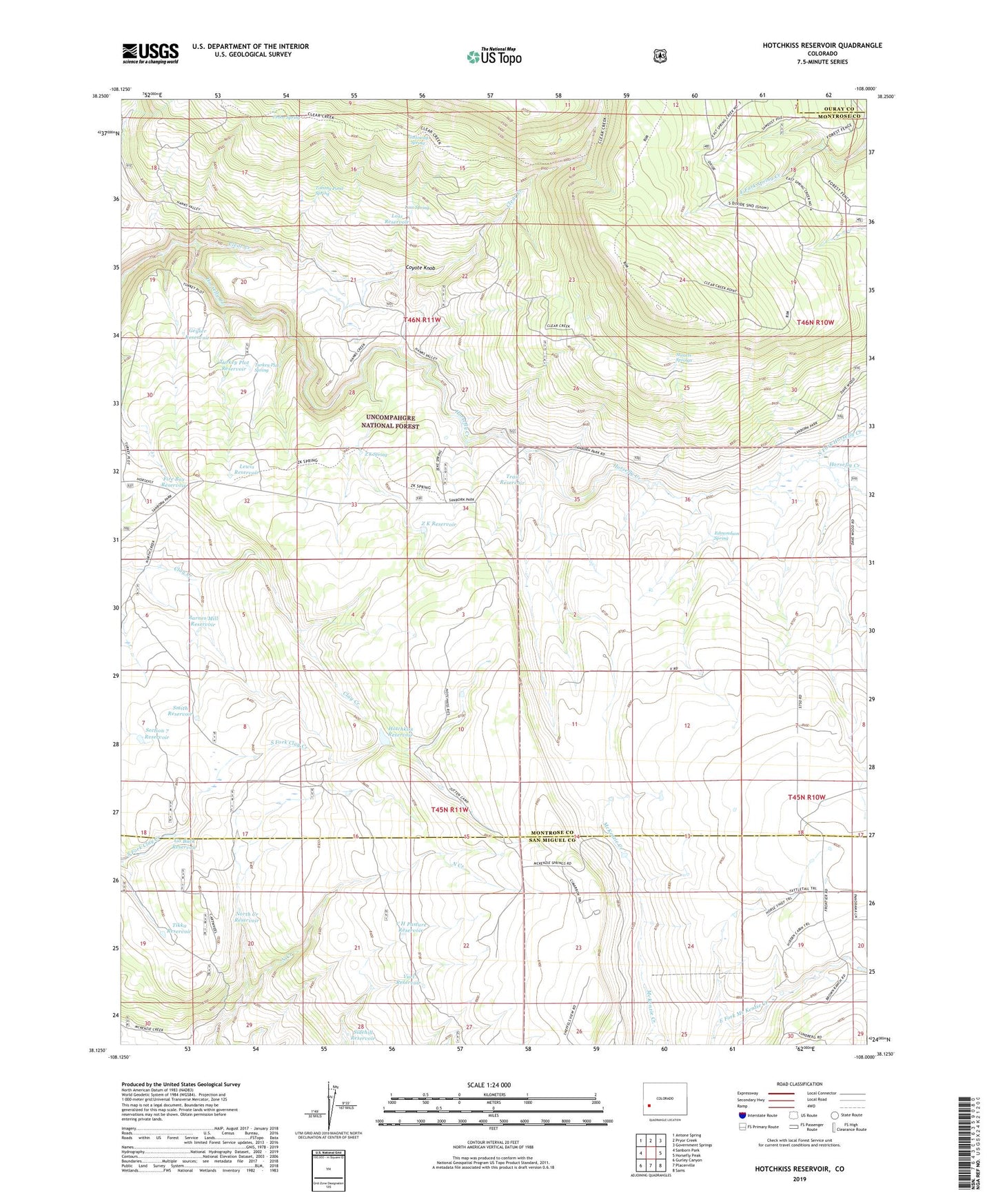 Hotchkiss Reservoir Colorado US Topo Map Image