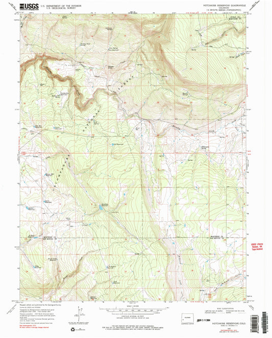 Classic USGS Hotchkiss Reservoir Colorado 7.5'x7.5' Topo Map Image