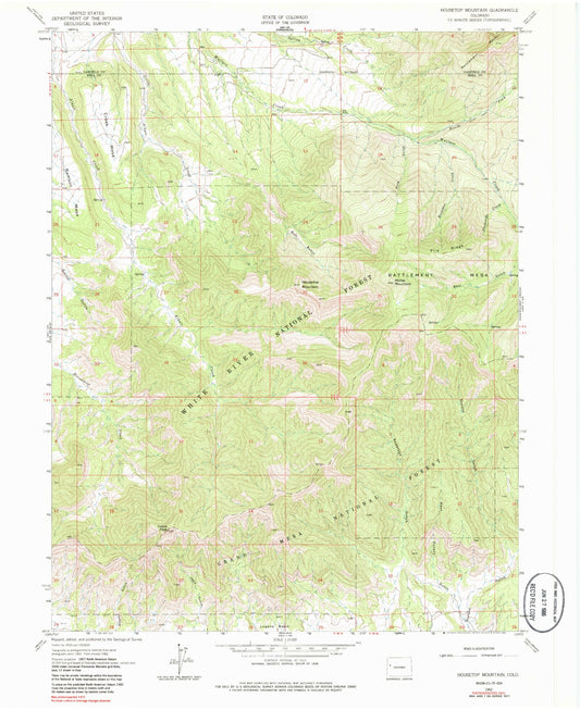 Classic USGS Housetop Mountain Colorado 7.5'x7.5' Topo Map Image