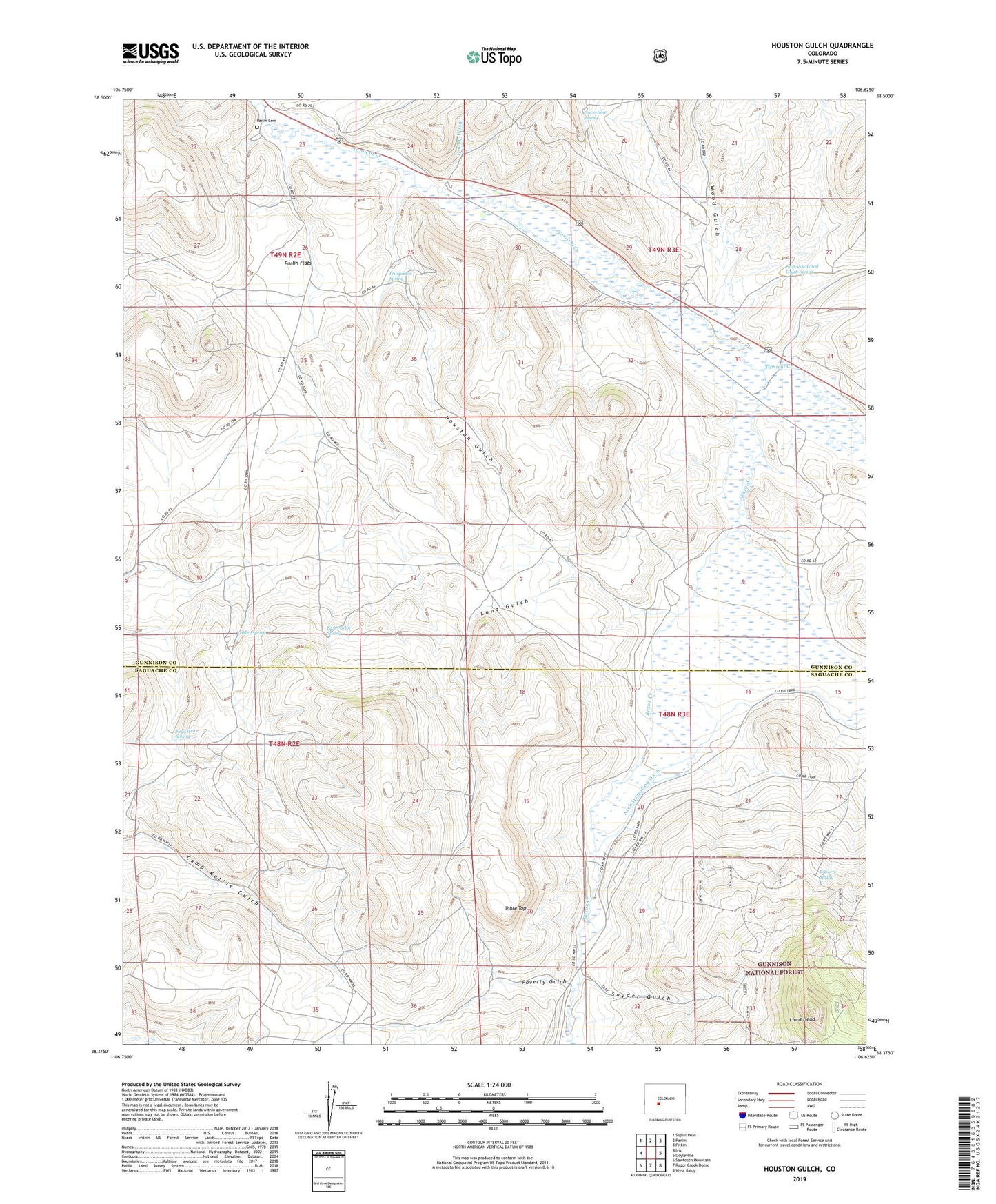 Houston Gulch Colorado US Topo Map Image
