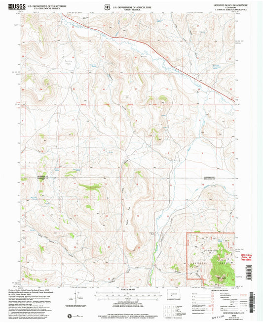 Classic USGS Houston Gulch Colorado 7.5'x7.5' Topo Map Image
