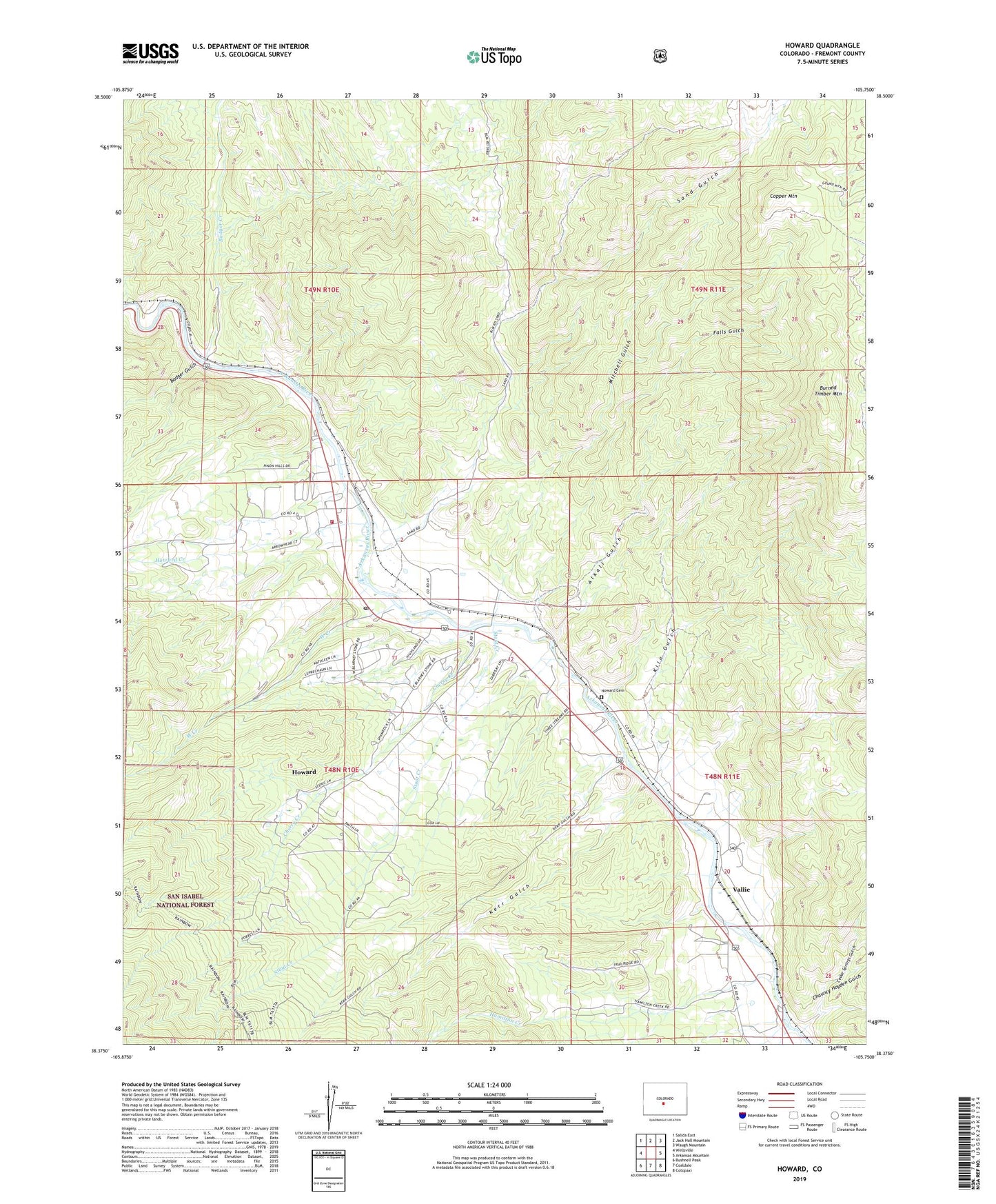 Howard Colorado US Topo Map Image