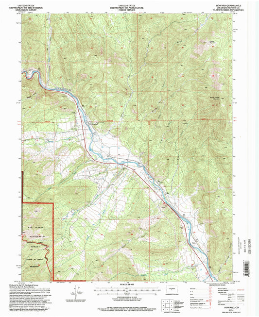 Classic USGS Howard Colorado 7.5'x7.5' Topo Map Image