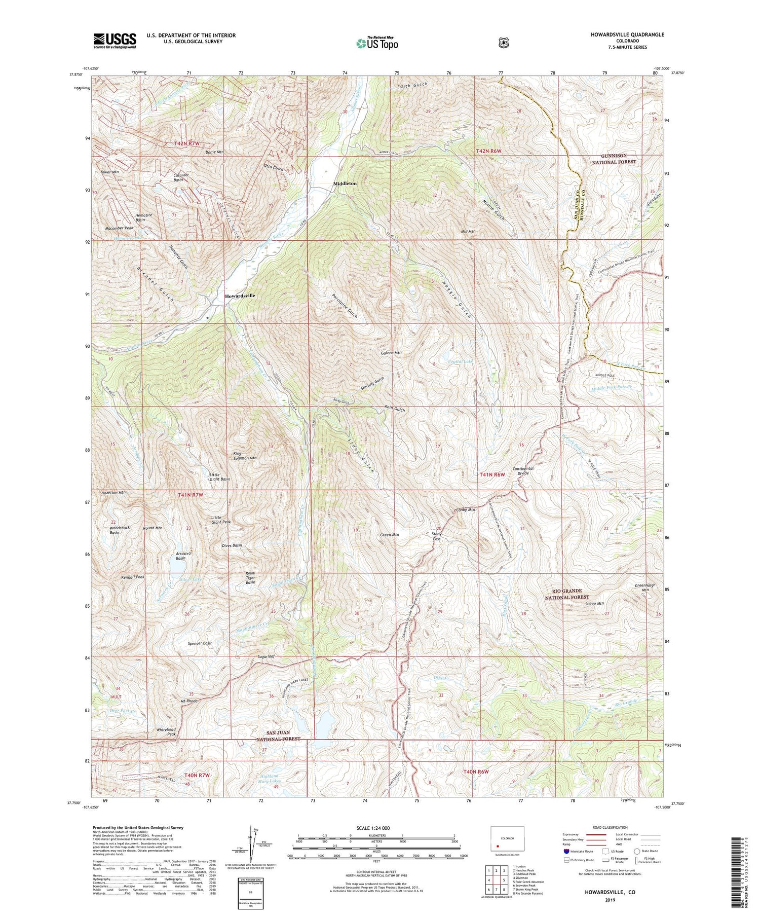 Howardsville Colorado US Topo Map Image