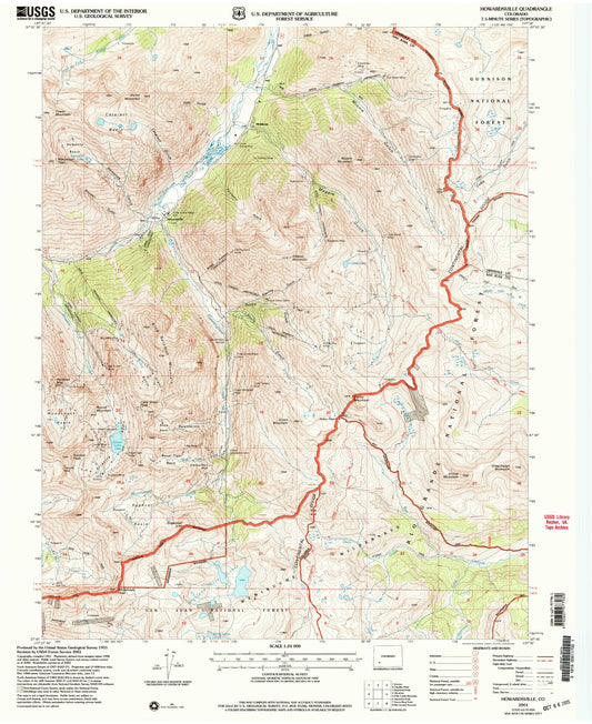 Classic USGS Howardsville Colorado 7.5'x7.5' Topo Map Image