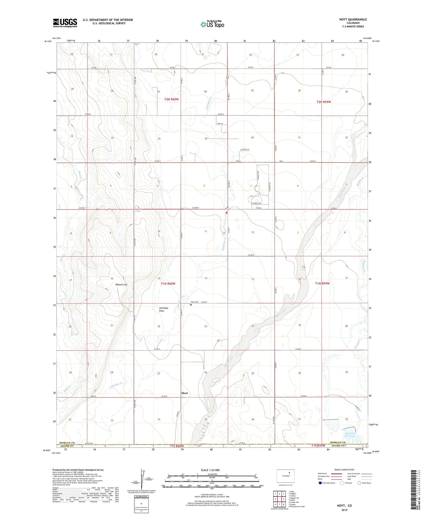 Hoyt Colorado US Topo Map Image