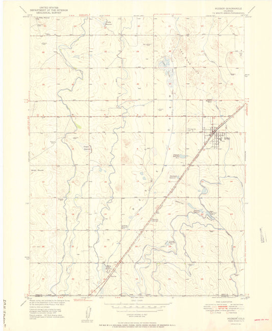 Classic USGS Hudson Colorado 7.5'x7.5' Topo Map Image