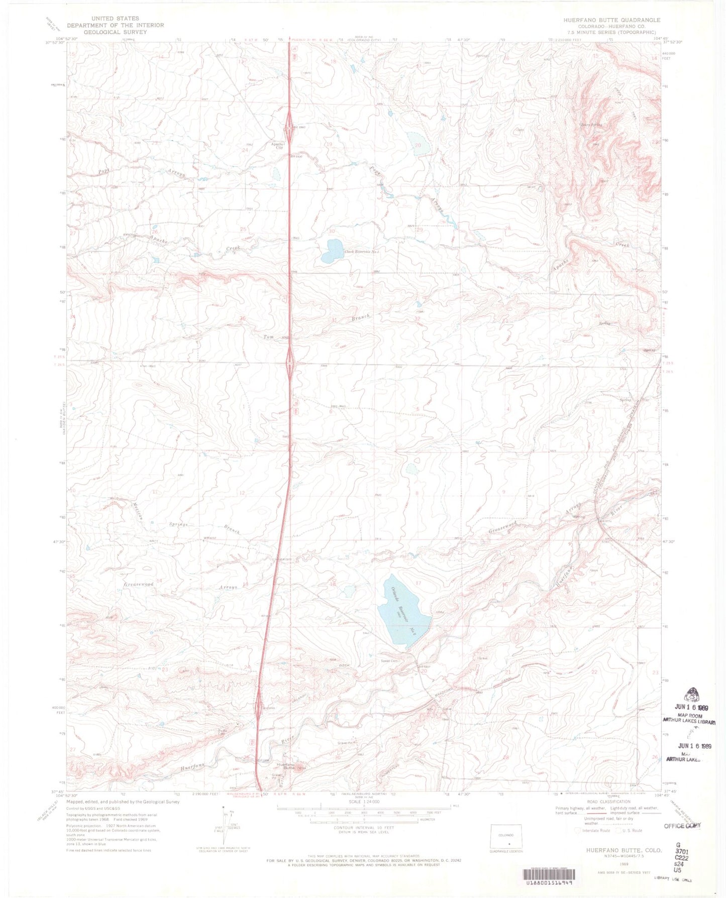 Classic USGS Huerfano Butte Colorado 7.5'x7.5' Topo Map Image