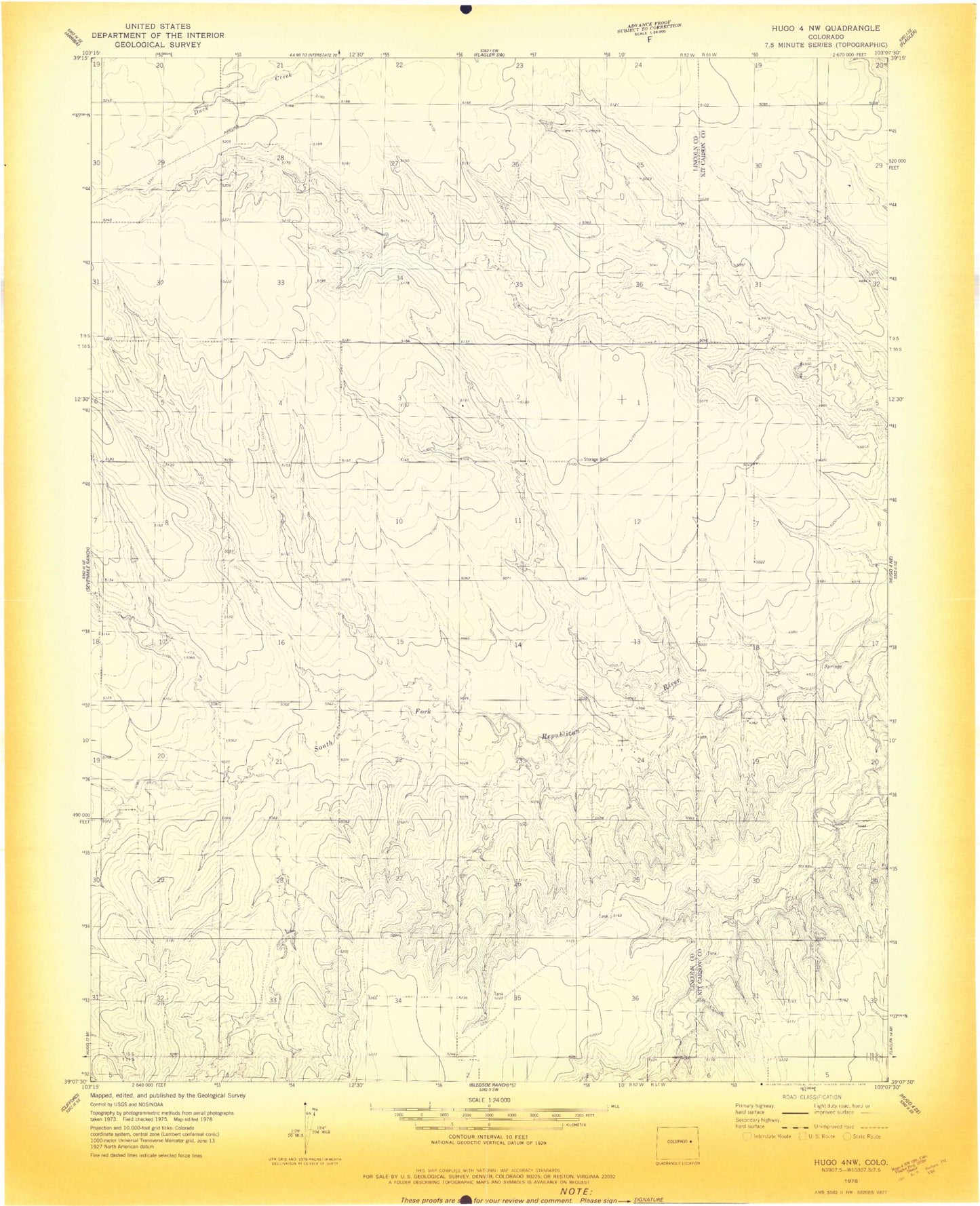 Classic USGS East of Sevenmile Ranch Colorado 7.5'x7.5' Topo Map Image