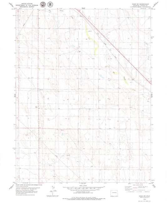 Classic USGS Hugo SW Colorado 7.5'x7.5' Topo Map Image
