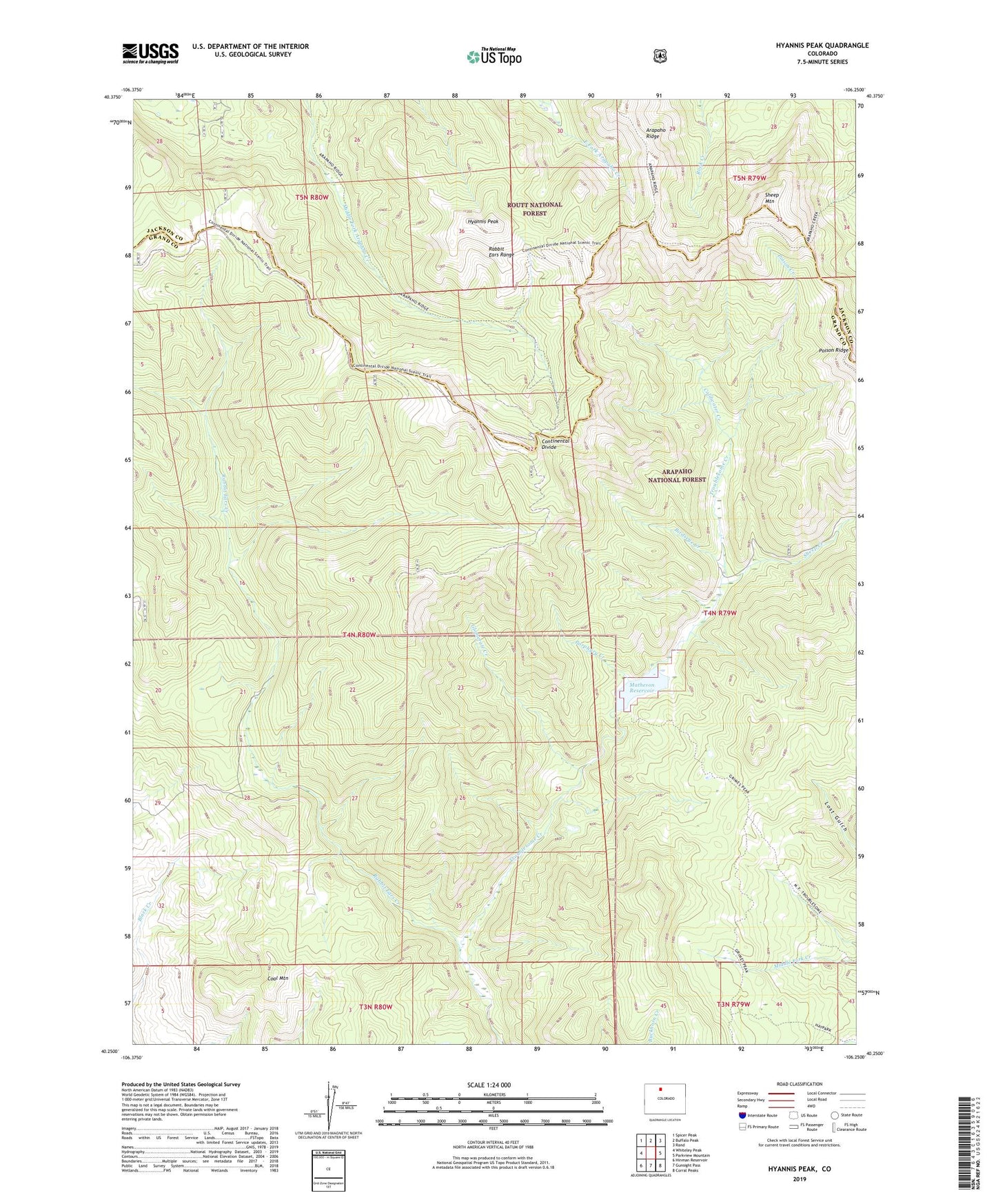 Hyannis Peak Colorado US Topo Map Image