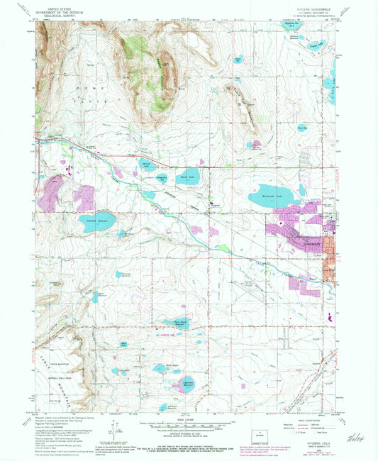 Classic USGS Hygiene Colorado 7.5'x7.5' Topo Map Image